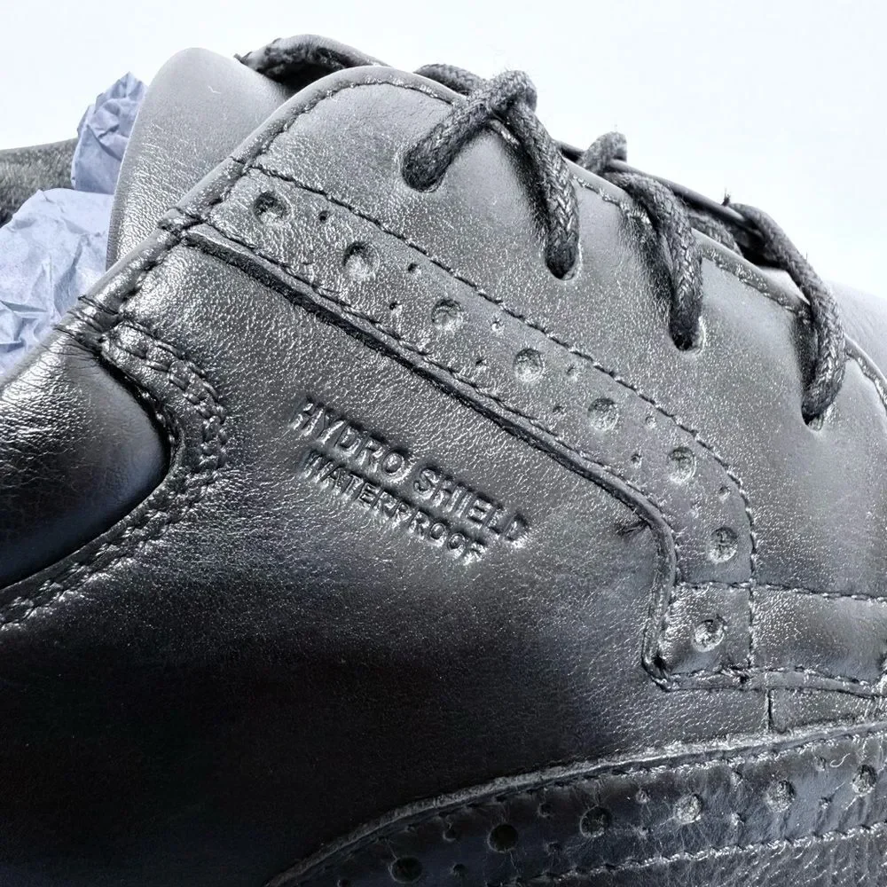Rockport Men’s Wingtip Oxford Shoes – Black Leather, Waterproof, Size 12”